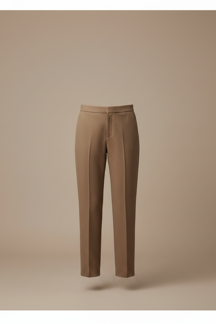 Pantalon Marron Laine Droit Chic Femme Élégant - Gabardine - vue 3