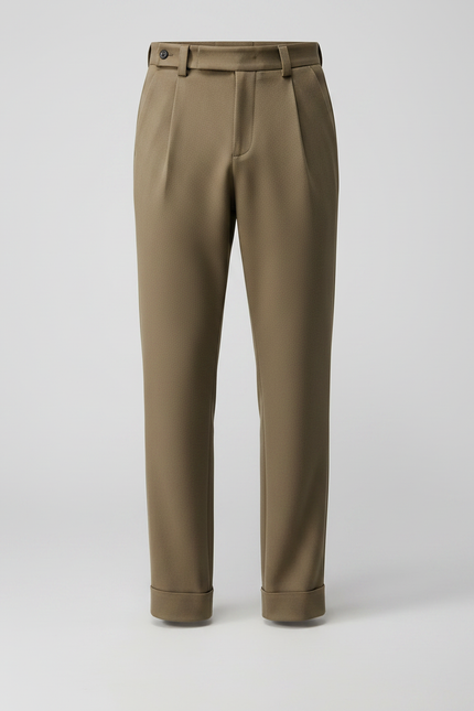 Pantalon Classique Marron - Kaki Gabardine - vue 3