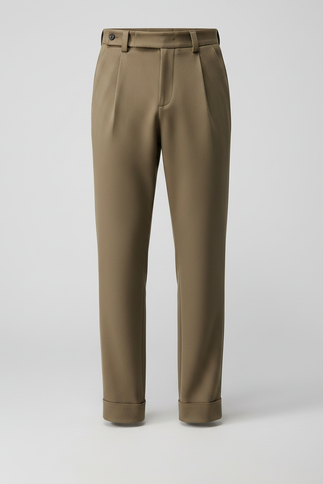 Pantalon Classique Marron - Kaki Gabardine - vue 3