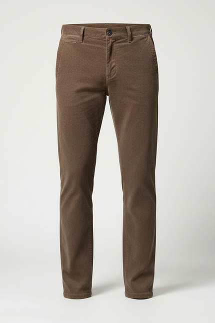 Pantalon Marron Homme Côtelé Droit Velours Chaud - vue 3