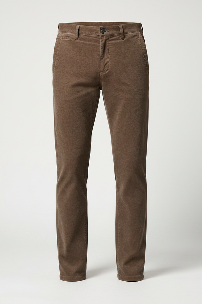 Pantalon Marron Homme Côtelé Droit Velours Chaud - vue 3