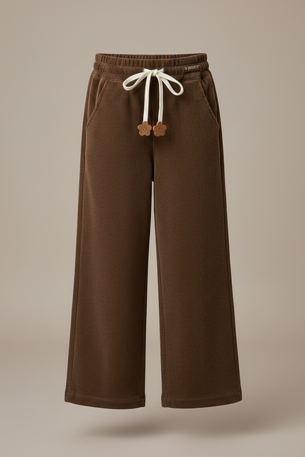 Pantalon Marron Côtelé Ample Décontracté Fille - Cordé - vue 3