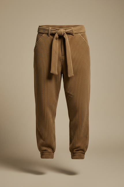 Pantalon Marron Côtelé Ample Cordon Homme - Cordé - vue 3