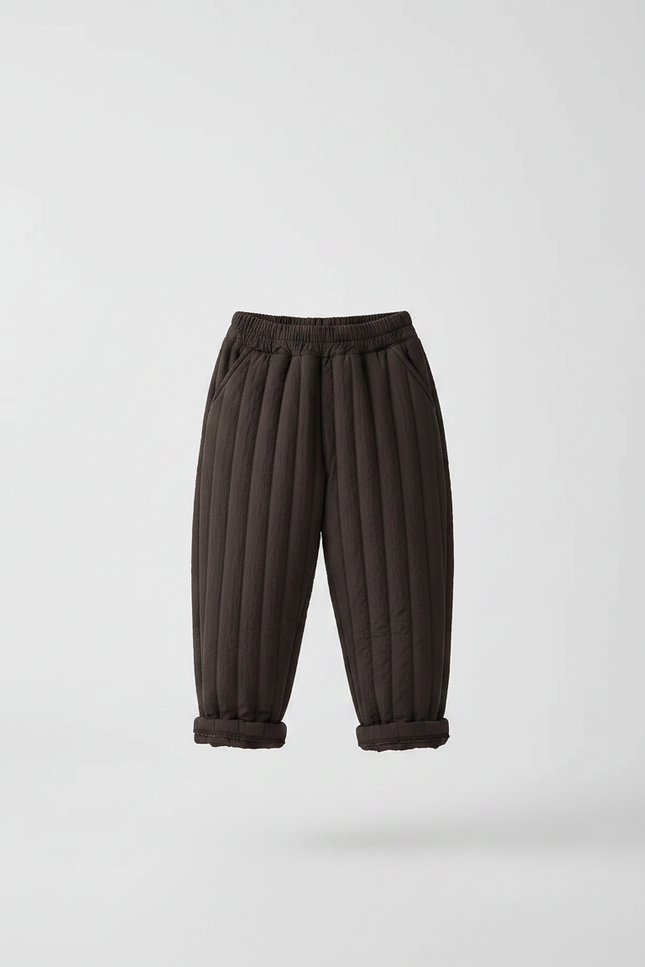 Pantalon Marron Matelassé Ample Épais Enfant Doux - Polyester - vue 3