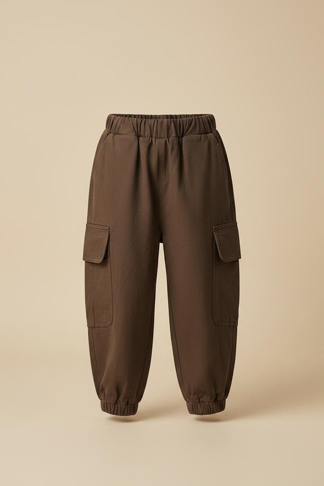 Pantalon Marron Cargo Ample Enfant Élastique - Toile - vue 3