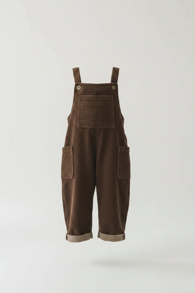 Combi Pantalon Marron - Cordé - vue 3