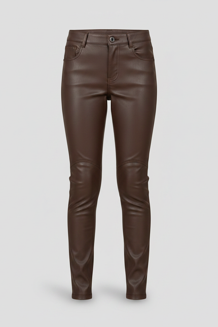 Pantalon Marron Similicuir Slim Fille Élégant - Simili cuir - vue 3