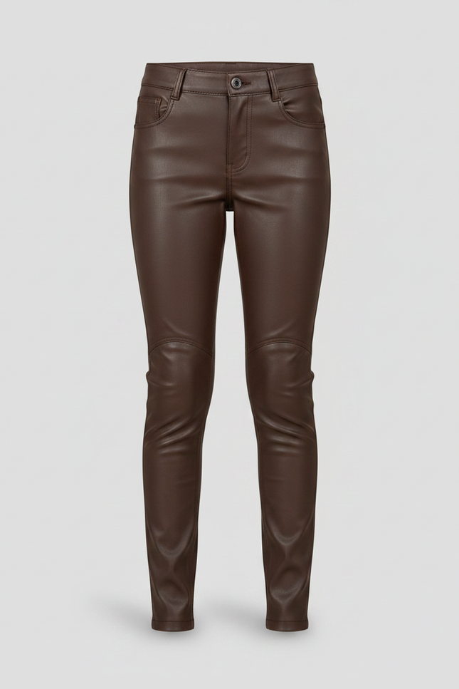 Pantalon Marron Similicuir Slim Fille Élégant - Simili cuir - vue 3
