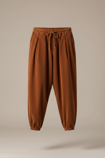 Pantalon Marron Côtelé Ample Décontracté Homme - Cordé - vue 3