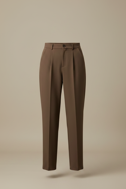 Pantalon Marron Plissé Fluide Décontracté Élégant Femme - Polyester - vue 3