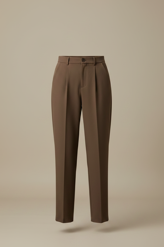 Pantalon Marron Plissé Fluide Décontracté Élégant Femme - Polyester - vue 3