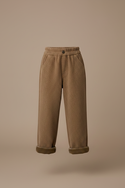 Pantalon Marron Côtelé Velours Ample Décontracté Enfant - Cordé - vue 3