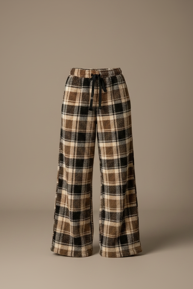 Pantalon Carreaux Marron Femme - Tweed - vue 3
