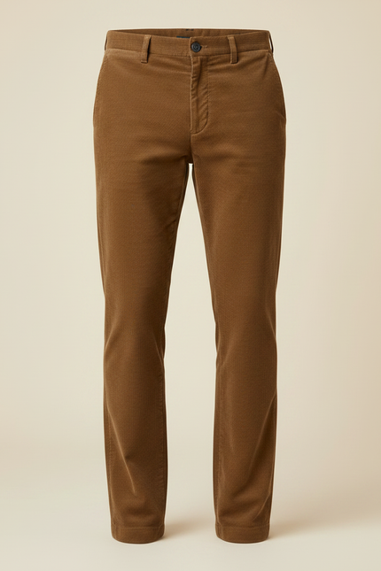 Pantalon Marron Côtelé Droit Épais Homme - Cordé - vue 3