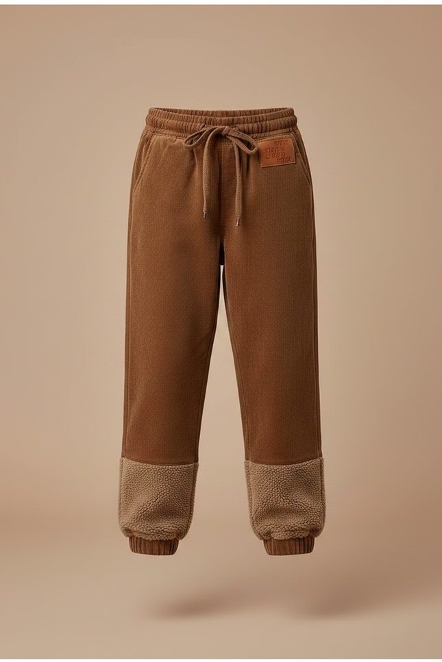 Pantalon Marron Côtelé Doublé Polaire Décontracté Fille - Cordé - vue 3