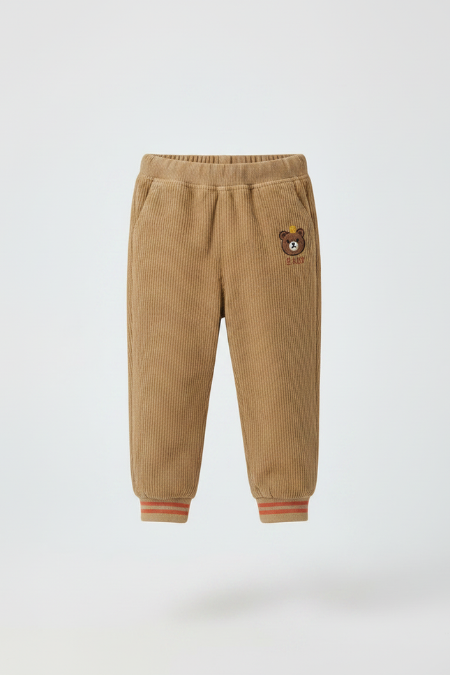 Pantalon Marron Côtelé Ample Décontracté Enfant Ourson - Cordé - vue 3