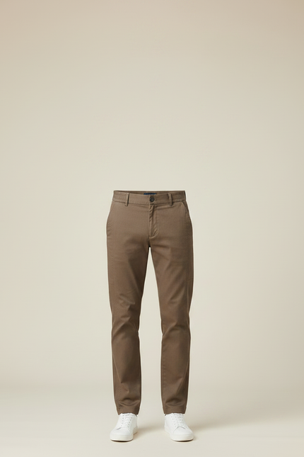 Pantalon Marron Homme Slim Droit Coton Élégant - Gabardine - vue 3