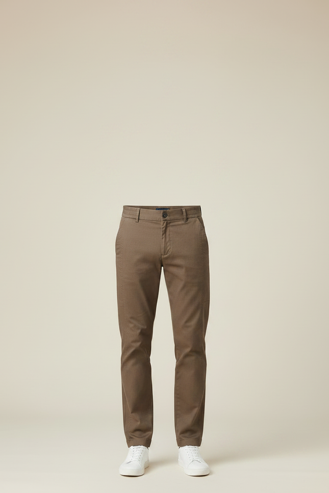 Pantalon Marron Homme Slim Droit Coton Élégant - Gabardine - vue 3