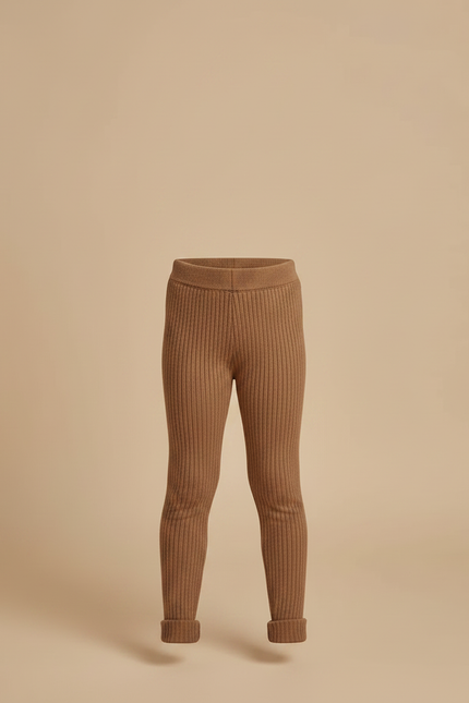 Pantalon Marron Tricoté Côtelé Confortable Enfant - Maille - vue 3