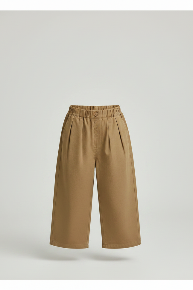 Pantalon Marron Ample Coton Décontracté Enfant Droit - vue 3