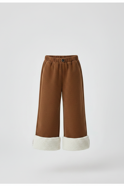 Pantalon Marron Côtelé Doublé Sherpa Hiver Enfant - Cordé - vue 3