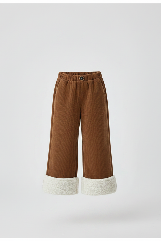Pantalon Marron Côtelé Doublé Sherpa Hiver Enfant - Cordé - vue 3