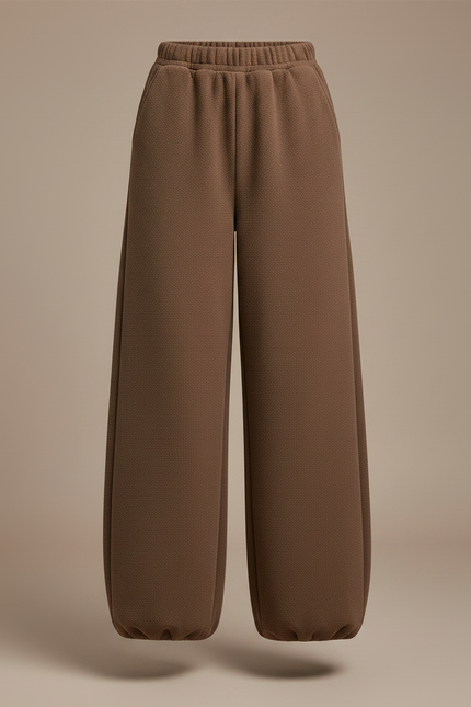Pantalon Marron Ample Confortable Chaud Texturé Décontracté - Molleton - vue 3