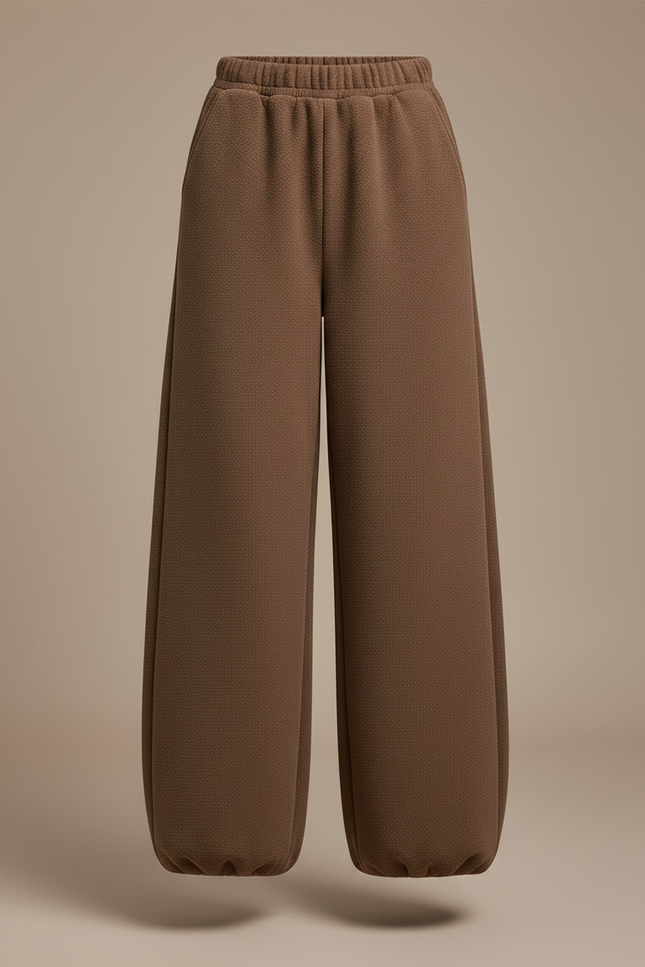 Pantalon Marron Ample Confortable Chaud Texturé Décontracté - Molleton - vue 3