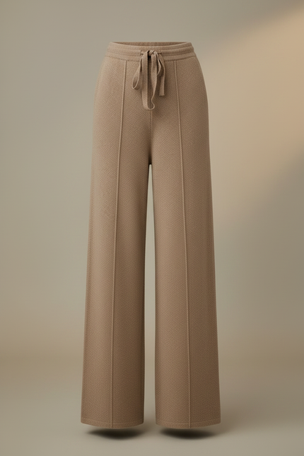 Pantalon Marron Tricoté Large Taille Haute Décontracté - Maille - vue 3