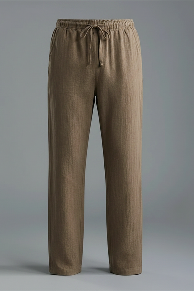 Pantalon Léger Marron - Lin - vue 3