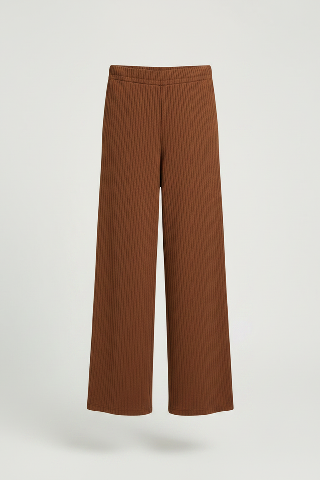 Pantalon Marron Côtelé Ample Décontracté Enfant Confortable - Maille - vue 3