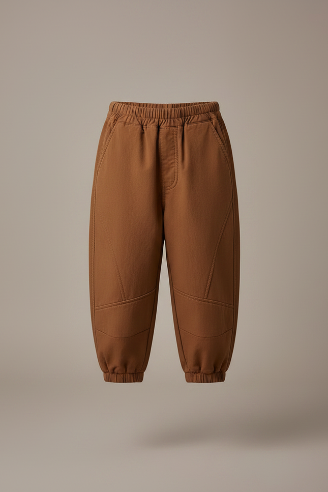 Pantalon Marron Ample Élastiqué Décontracté Enfant - Molleton - vue 3
