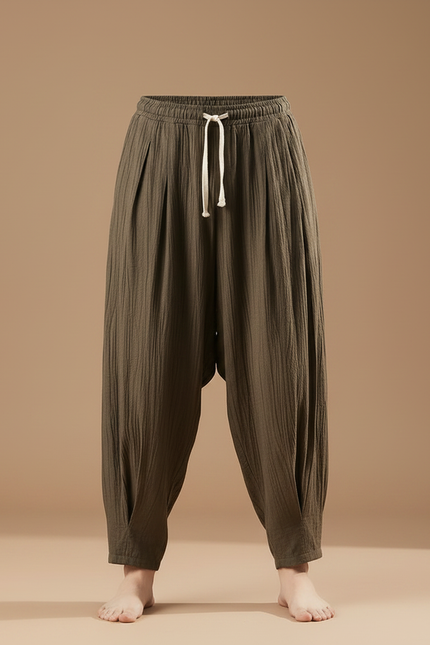 Pantalon En Lin Marron Homme - Kaki - vue 3