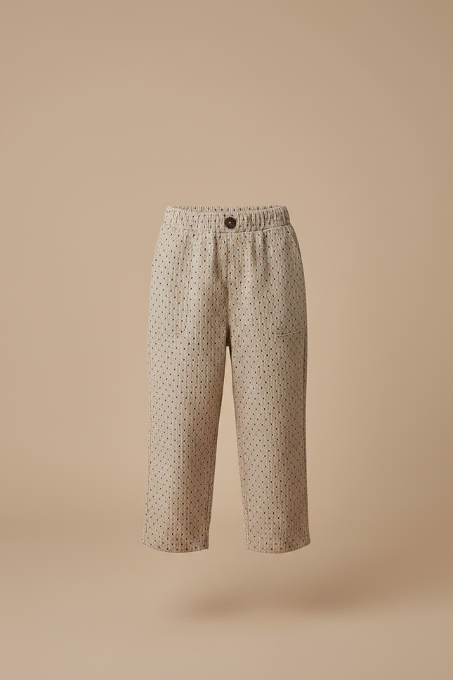 Pantalon Marron À Pois Coupe Ample Décontracté Enfant - Cordé - vue 3