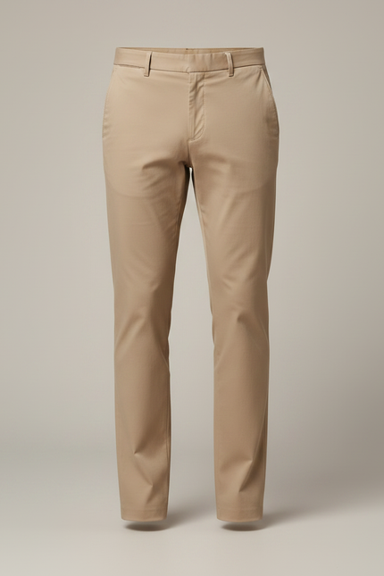 Pantalon Marron Homme Chino Droit Élégant Extensible - Beige Gabardine - vue 3