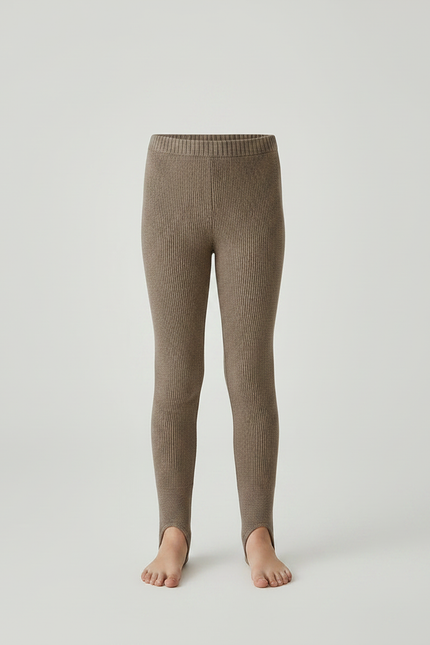 Pantalon Marron Côtelé Chaud Extensible Fille - Maille - vue 3