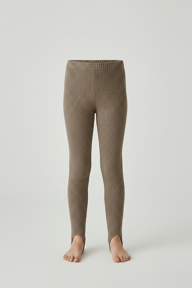 Pantalon Marron Côtelé Chaud Extensible Fille - Maille - vue 3