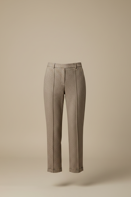 Pantalon Marron Laine Droit Motif Texturé Décontracté Élégant - vue 3