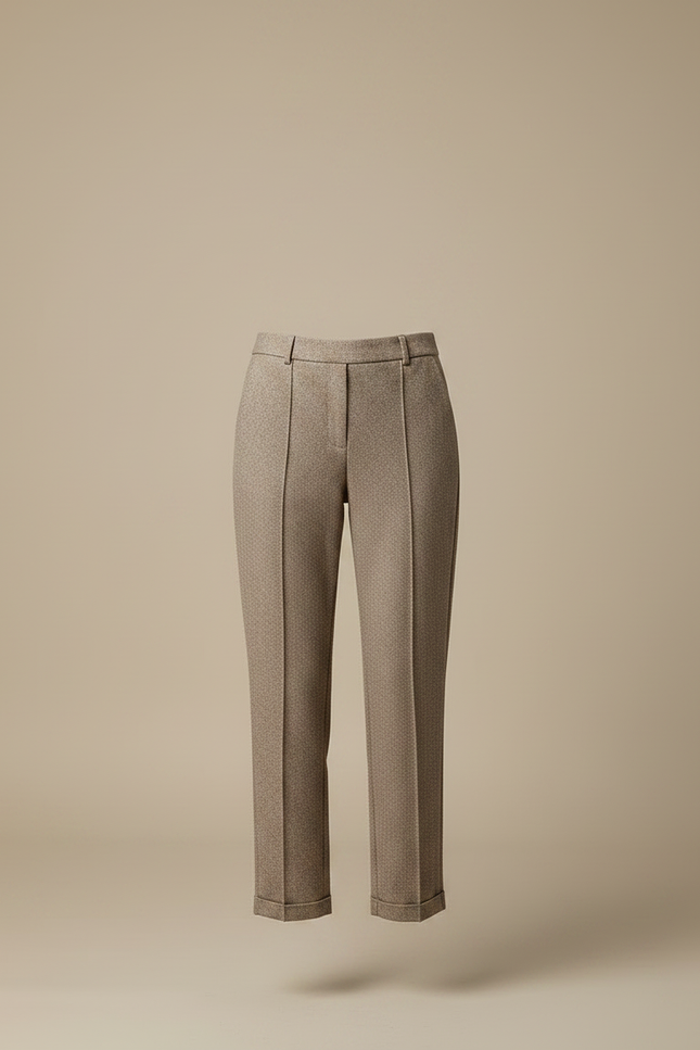 Pantalon Marron Laine Droit Motif Texturé Décontracté Élégant - vue 3