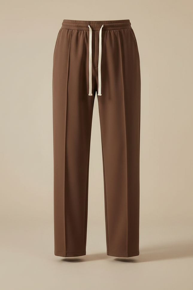 Pantalon Marron Décontracté Droit Cordon Élastique Homme - Polyester - vue 3