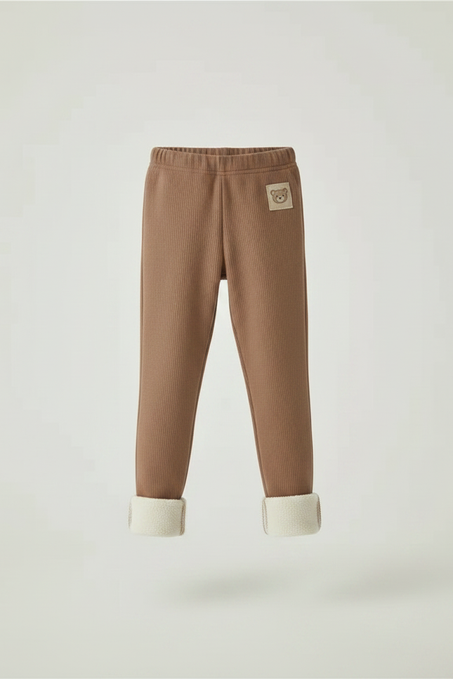 Pantalon Marron Côtelé Doublé Ourson Élastique Enfant - Cordé - vue 3