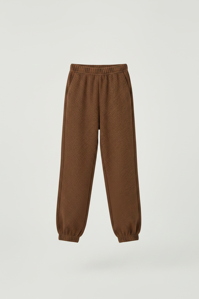 Pantalon Marron Gaufré Ample Confortable Enfant - Maille - vue 3