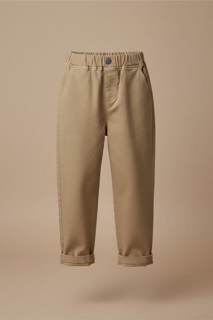 Pantalon Marron Ample Coton Décontracté Enfant Garçon Fille - Kaki - vue 3