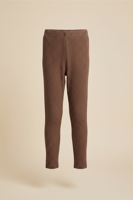 Pantalon Marron Côtelé Tricoté Extensible Enfant - Maille - vue 3