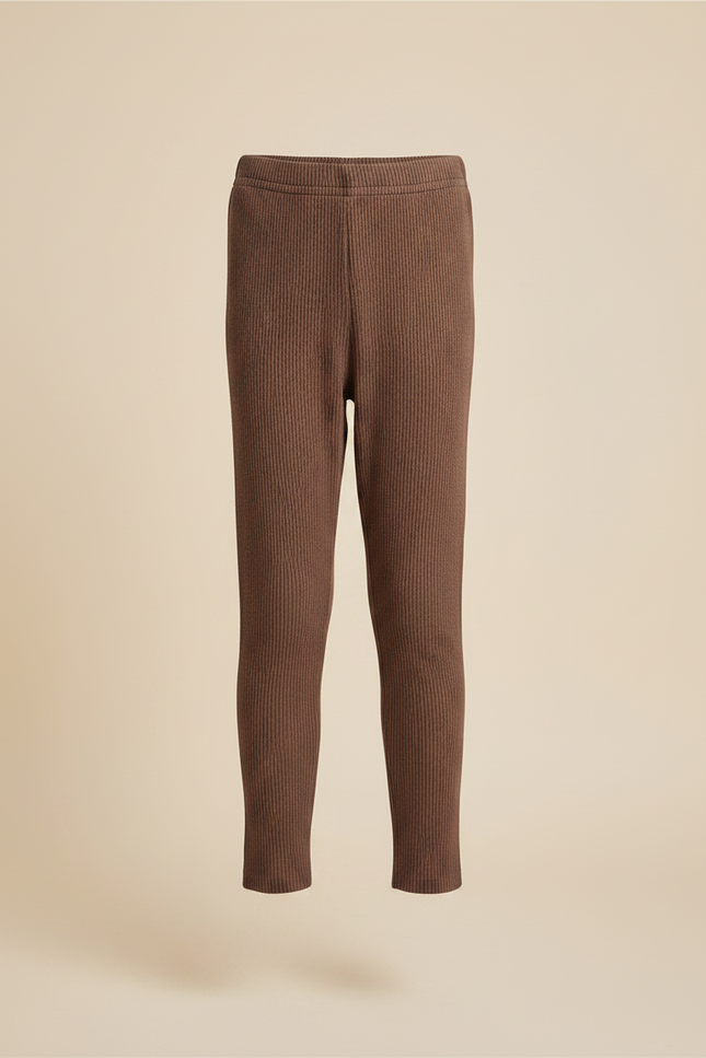 Pantalon Marron Côtelé Tricoté Extensible Enfant - Maille - vue 3
