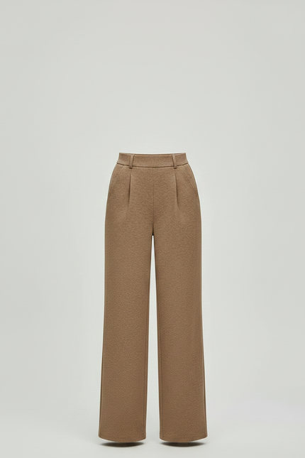 Pantalon Marron Ample Plissé Décontracté Élégant Femme - Maille - vue 3