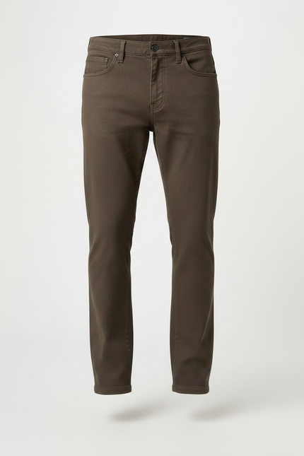 Pantalon Marron Coupe Droite Coton Stretch Homme - vue 3
