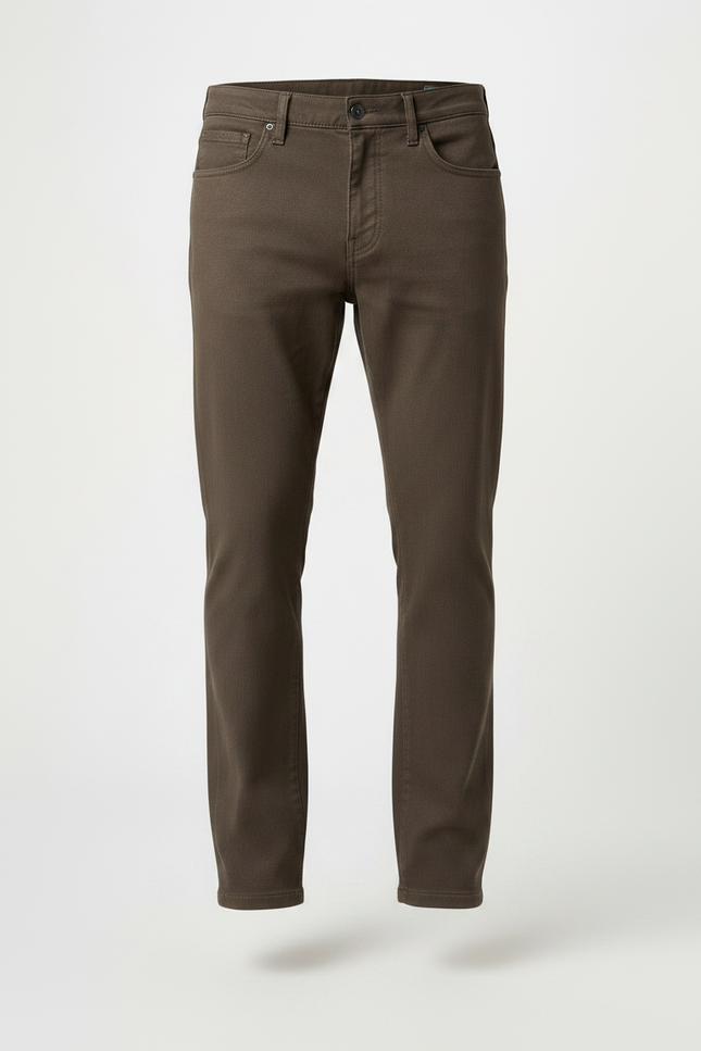 Pantalon Marron Coupe Droite Coton Stretch Homme - vue 3