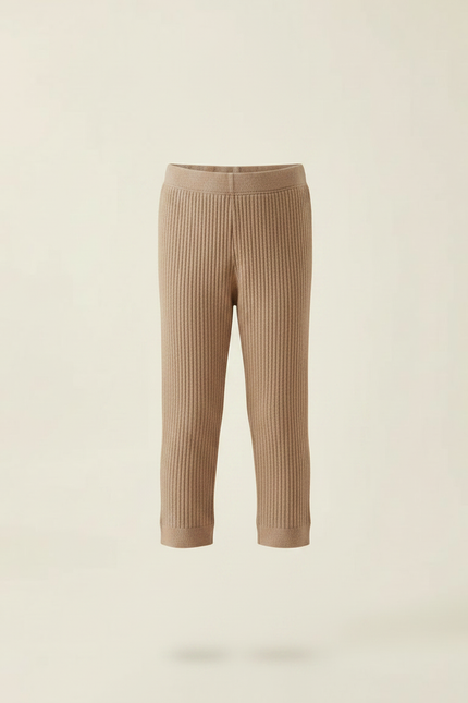 Pantalon Marron Côtelé Tricoté Enfant Extensible - Maille - vue 3