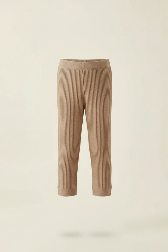 Pantalon Marron Côtelé Tricoté Enfant Extensible - Maille - vue 3